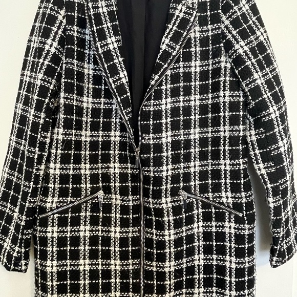 Carolina Belle Montreal Women's Black Plaid Long Blazer | Size XS - Picture 2 of 9